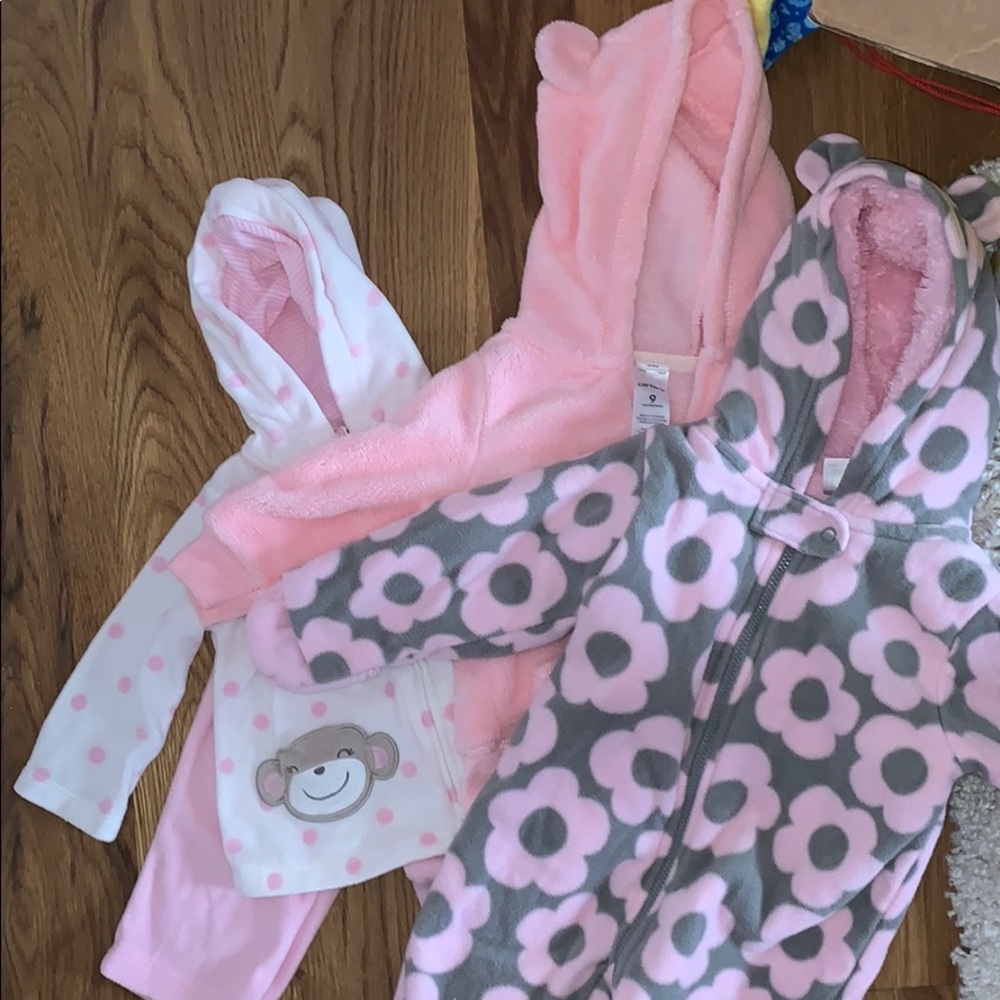 Carters fleece jumpsuit, outfit and jacket bundle